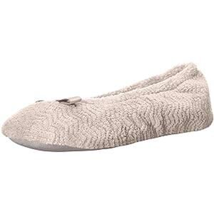 Isotoner Moisture Wicking and Suede Sole Ballet Flat Slipper Taupe 9.5-10.5 NEW